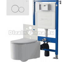 Комплект 3 в 1 Унитаз подвесной Point Веста PN41701 + Инсталляция PN45120 + Кнопка Виктория PN44061WC цвет белый, хром