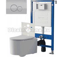 Комплект 3 в 1 Унитаз подвесной Point Веста PN41701 + Инсталляция PN45120 + Кнопка Виктория PN44061SC цвет сатин, хром