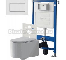 Комплект 3 в 1 Унитаз подвесной Point Веста PN41701 + Инсталляция PN45120 + Кнопка Ника PN44081W цвет матовый белый