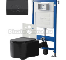 Комплект 3 в 1 Унитаз подвесной Point Веста PN41701BM + Инсталляция PN45120 + Кнопка Виктория PN44061BC цвет черный, хром