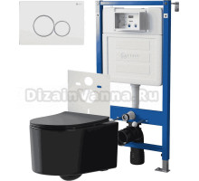 Комплект 3 в 1 Унитаз подвесной Point Веста PN41701BM + Инсталляция PN45120 + Кнопка Виктория PN44061WC цвет белый, хром