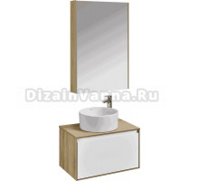 Мебель для ванной комнаты AQUATON Либерти 70 со столешницей дуб эльвезия, раковина Mila 40