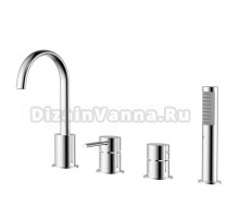Смеситель на борт ванны Azario DELICATE каскадный, на 4 отверстия, хром (AZ-QA28173C-1381AC)
