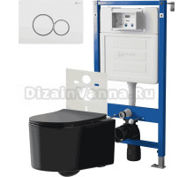 Комплект 3 в 1 Унитаз подвесной Point Веста PN41701BM + Инсталляция PN45120 + Кнопка Виктория PN44061WG цвет белый, золото