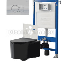 Комплект 3 в 1 Унитаз подвесной Point Веста PN41701BM + Инсталляция PN45120 + Кнопка Виктория PN44061SC цвет сатин, хром