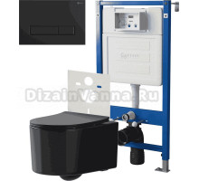 Комплект 3 в 1 Унитаз подвесной Point Веста PN41701BM + Инсталляция PN45120 + Кнопка Меркурий PN44831BM цвет матовый черный