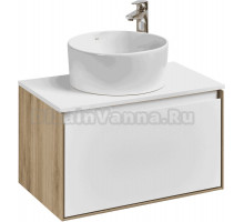 Тумба с раковиной AQUATON Либерти 70 со столешницей белый глянец, раковина Mila 40