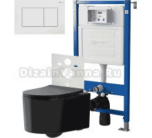 Комплект 3 в 1 Унитаз подвесной Point Веста PN41701BM + Инсталляция PN45120 + Кнопка Ника PN44081W цвет матовый белый