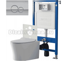Комплект 3 в 1 Унитаз подвесной Point Вега PN41711 + Инсталляция PN45120 + Кнопка Виктория PN44061C цвет хром