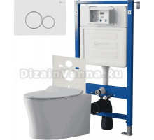 Комплект 3 в 1 Унитаз подвесной Point Вега PN41711 + Инсталляция PN45120 + Кнопка Виктория PN44061WC цвет белый, хром