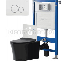 Комплект 3 в 1 Унитаз подвесной Point Вега PN41711BM + Инсталляция PN45120 + Кнопка Виктория PN44061WC цвет белый, хром