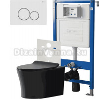 Комплект 3 в 1 Унитаз подвесной Point Вега PN41711BM + Инсталляция PN45120 + Кнопка Виктория PN44061WG цвет белый, золото