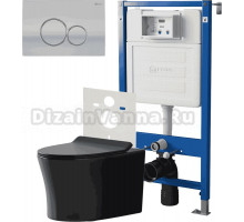 Комплект 3 в 1 Унитаз подвесной Point Вега PN41711BM + Инсталляция PN45120 + Кнопка Виктория PN44061SC цвет сатин, хром