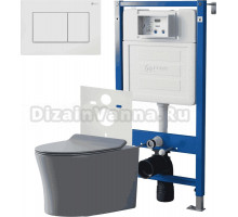 Комплект 3 в 1 Унитаз подвесной Point Вега PN41711GM + Инсталляция PN45120 + Кнопка Ника PN44081W цвет матовый белый