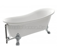 Ванна акриловая AZARIO CARDIFF 1700x760x800 свободностоящая, в комплекте с сифоном и металлическими ножками (CAR17076)