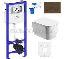 Комплект Lavinia Boho Унитаз подвесной Bell Pro Rimless 3301101R + Крышка-сиденье Bell Pro 33290100 с микролифтом + Инсталляция RelFix 38010010 + Кнопка RelFix 3805005T венге + Дозатор RelFix 38040010