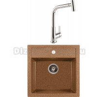 Комплект Мойка Gerhans A11-23, терракот + Смеситель MEGA Life MG-TK09, хром