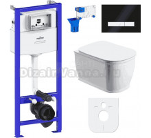 Комплект Lavinia Boho Унитаз подвесной Bell Pro Rimless 3301101R + Крышка-сиденье Bell Pro 33290100 с микролифтом + Инсталляция RelFix 38010010 + Кнопка RelFix 38050701 глянцевая черная, белая + Дозатор RelFix 38040010