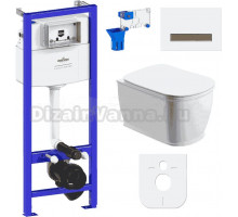 Комплект Lavinia Boho Унитаз подвесной Bell Pro Rimless 3301101R + Крышка-сиденье Bell Pro 33290100 с микролифтом + Инсталляция RelFix 38010010 + Кнопка RelFix 38050703 белая, светлое дерево + Дозатор RelFix 38040010
