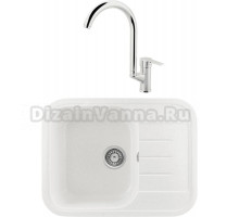 Комплект Мойка Gerhans B20-18, белая + Смеситель MEGA Snow MG-SH03, хром