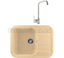 Комплект Мойка Gerhans B20-21, песочная + Смеситель MEGA Ege MG-PL10, хром