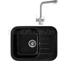 Комплект Мойка Gerhans B20-22, черная + Смеситель MEGA Life MG-TK06, хром