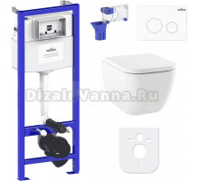 Комплект Lavinia Boho Унитаз подвесной One 33021010 + Крышка-сиденье One 33290200 с микролифтом + Инсталляция RelFix 38010010 + Кнопка RelFix 3805002W белая + Дозатор RelFix 38040010