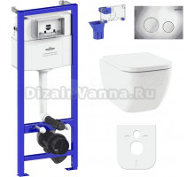 Комплект Lavinia Boho Унитаз подвесной One 33021010 + Крышка-сиденье One 33290200 с микролифтом + Инсталляция RelFix 38010010 + Кнопка RelFix 3805002C хром + Дозатор RelFix 38040010