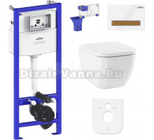 Комплект Lavinia Boho Унитаз подвесной One 33021010 + Крышка-сиденье One 33290200 с микролифтом + Инсталляция RelFix 38010010 + Кнопка RelFix 38050603 белая, светлое дерево + Дозатор RelFix 38040010