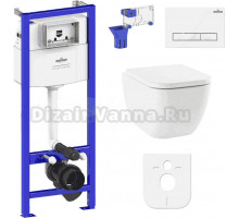 Комплект Lavinia Boho Унитаз подвесной One 33021010 + Крышка-сиденье One 33290200 с микролифтом + Инсталляция RelFix 38010010 + Кнопка RelFix 38050802 белая, золотой глянец + Дозатор RelFix 38040010