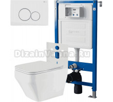 Комплект 3 в 1 Унитаз подвесной Point Аврора PN41101 + Инсталляция PN45120 + Кнопка Виктория PN44061WC цвет белый, хром