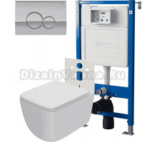 Комплект 3 в 1 Унитаз подвесной Point Меркурий PN41831WM + Инсталляция PN45120 + Кнопка Виктория PN44061C цвет хром