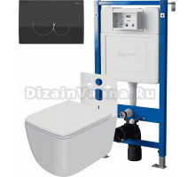 Комплект 3 в 1 Унитаз подвесной Point Меркурий PN41831WM + Инсталляция PN45120 + Кнопка Виктория PN44061BC цвет черный, хром