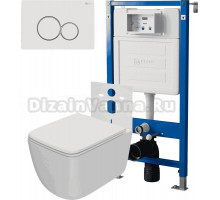 Комплект 3 в 1 Унитаз подвесной Point Меркурий PN41831WM + Инсталляция PN45120 + Кнопка Виктория PN44061WG цвет белый, золото