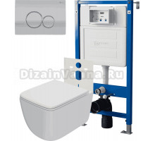 Комплект 3 в 1 Унитаз подвесной Point Меркурий PN41831WM + Инсталляция PN45120 + Кнопка Виктория PN44061SC цвет сатин, хром