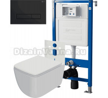 Комплект 3 в 1 Унитаз подвесной Point Меркурий PN41831WM + Инсталляция PN45120 + Кнопка PN44831BM цвет матовый черный