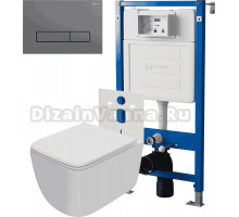 Комплект 3 в 1 Унитаз подвесной Point Меркурий PN41831WM + Инсталляция PN45120 + Кнопка PN44831GM цвет графит