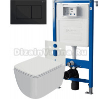 Комплект 3 в 1 Унитаз подвесной Point Меркурий PN41831WM + Инсталляция PN45120 + Кнопка Ника PN44081BM цвет матовый черный