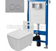 Комплект 3 в 1 Унитаз подвесной Point Меркурий PN41831WM + Инсталляция PN45120 + Кнопка Виктория PN44061SB цвет брашированная сталь