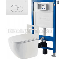 Комплект 3 в 1 Унитаз подвесной Point Сатурн PN41901 + Инсталляция PN45120 + Кнопка Виктория PN44061WC цвет белый, хром
