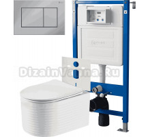 Комплект 3 в 1 Унитаз подвесной Point Омега PN41902 + Инсталляция PN45120 + Кнопка Ника PN44081C цвет хром