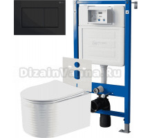 Комплект 3 в 1 Унитаз подвесной Point Омега PN41902 + Инсталляция PN45120 + Кнопка Ника PN44081BM цвет матовый черный