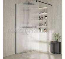 Душевая перегородка KERAMA MARAZZI Cristallo CT.120.WI.BLK.M 120 см, профиль матовый черный, стекло рифленое