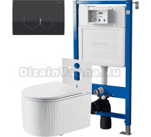 Комплект 3 в 1 Унитаз подвесной Point Деметра PN41121 + Инсталляция PN45120 + Кнопка Виктория PN44061BC цвет черный, хром