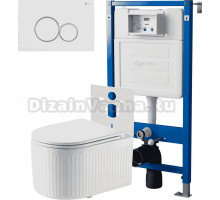 Комплект 3 в 1 Унитаз подвесной Point Деметра PN41121 + Инсталляция PN45120 + Кнопка Виктория PN44061WC цвет белый, хром