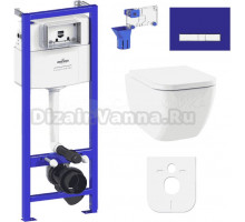 Комплект Lavinia Boho Унитаз подвесной One 33021010 + Крышка-сиденье One 33290200 с микролифтом + Инсталляция RelFix 38010010 + Кнопка RelFix 3805005V фиолетовая, хром + Дозатор RelFix 38040010