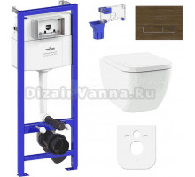 Комплект Lavinia Boho Унитаз подвесной One Compacto 3302102C + Крышка-сиденье One 33290200 с микролифтом + Инсталляция RelFix 38010010 + Кнопка RelFix 3805005T венге + Дозатор RelFix 38040010