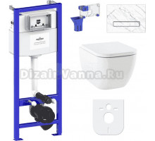 Комплект Lavinia Boho Унитаз подвесной One Compacto 3302102C + Крышка-сиденье One 33290200 с микролифтом + Инсталляция RelFix 38010010 + Кнопка RelFix 38050903 statuary + Дозатор RelFix 38040010