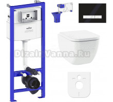 Комплект Lavinia Boho Унитаз подвесной One Rimless 3302103R + Крышка-сиденье One 33290200 с микролифтом + Инсталляция RelFix 38010010 + Кнопка RelFix 38050701 глянцевая черная, белая + Дозатор RelFix 38040010