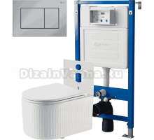 Комплект 3 в 1 Унитаз подвесной Point Деметра PN41121 + Инсталляция PN45120 + Кнопка Ника PN44081C цвет хром